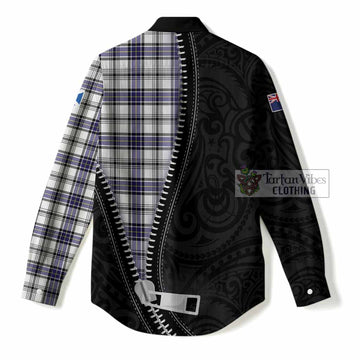 Hannay Tartan Women Casual Shirt New Zealand Pattern Unique Zipper Stylized