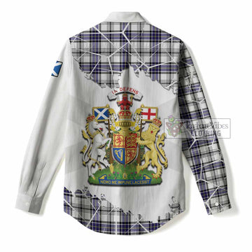 Hannay Tartan Women Casual Shirt with Family Crest and Lion Rampant Grunge Style