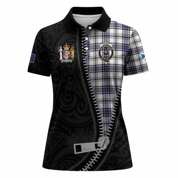 Hannay Tartan Women Polo Shirt New Zealand Pattern Unique Zipper Stylized