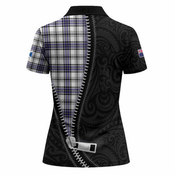 Hannay Tartan Women Polo Shirt New Zealand Pattern Unique Zipper Stylized