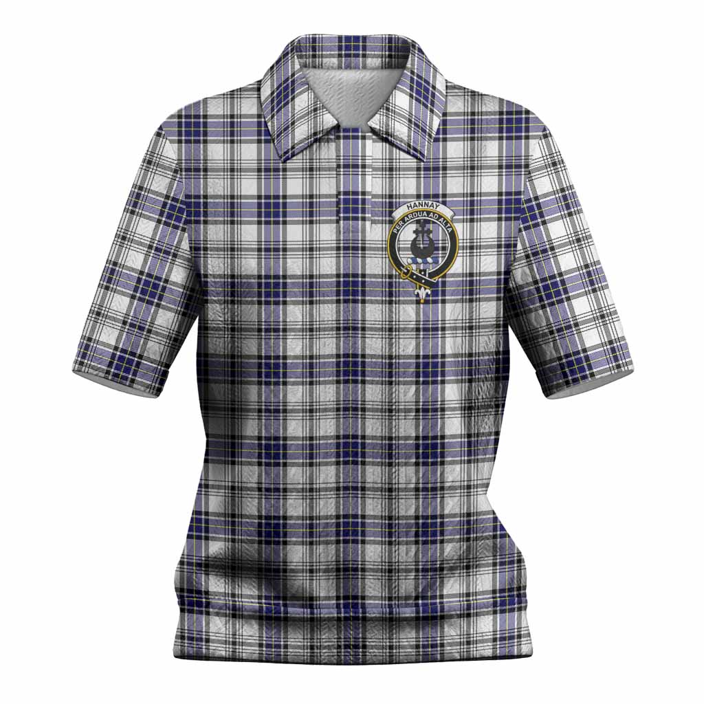 Hannay Tartan Women’s Polo Sweater Top with Family Crest