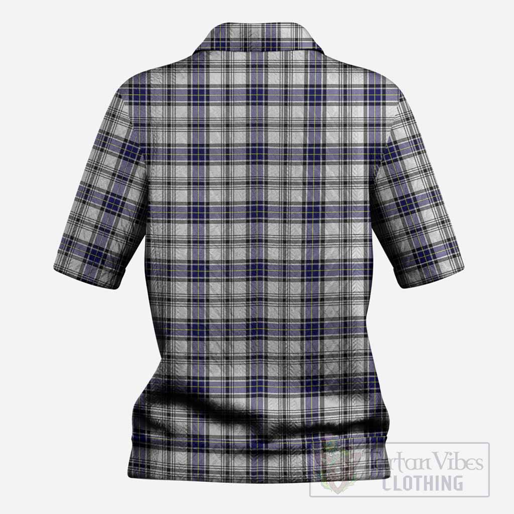 Hannay Tartan Women’s Polo Sweater Top with Family Crest