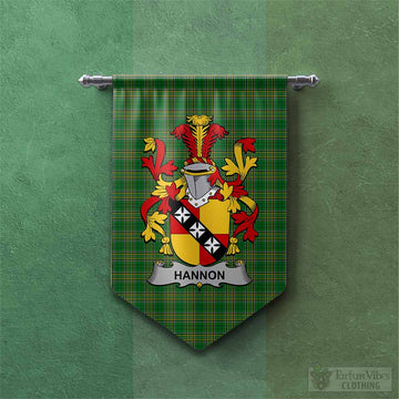 Hannon Irish Clan Tartan Gonfalon, Tartan Banner with Coat of Arms