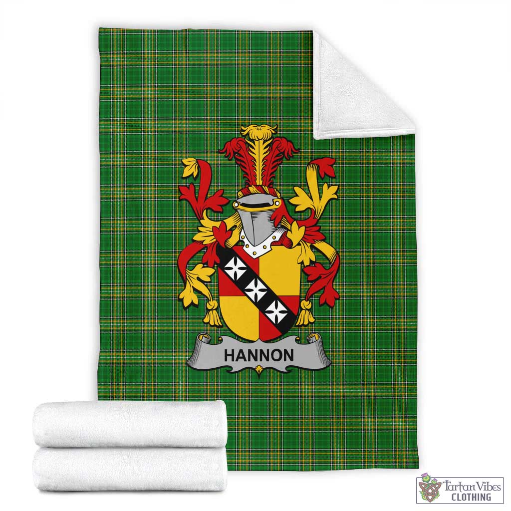 Hannon Irish Clan Tartan Blanket with Coat of Arms X-Large 59 x 79 inches 150 x 200 cm - Tartan Vibes Clothing