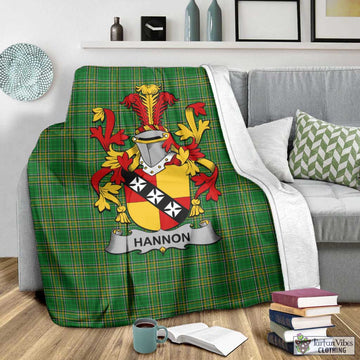 Tartan Vibes Clothing Hannon Irish Clan Tartan Blanket with Coat of Arms