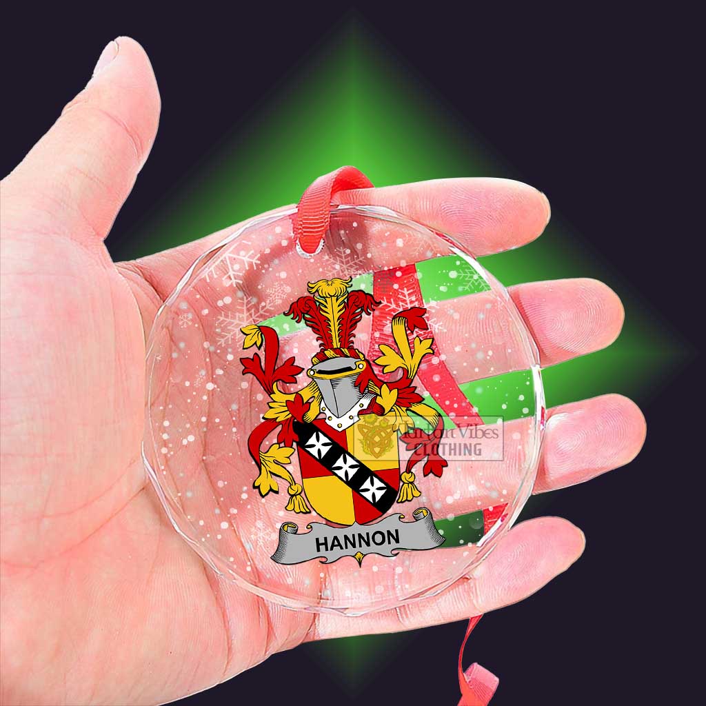 Hannon Irish Clan Christmas Glass Ornament with Coat of Arms - 2D-tartanvibesclothing