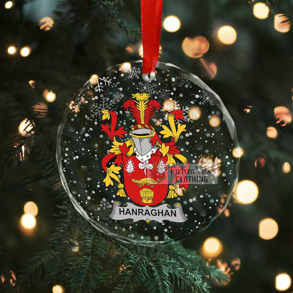 Hanraghan Irish Clan Christmas Glass Ornament with Coat of Arms - 2D-tartanvibesclothing