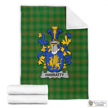 Tartan Vibes Clothing Hanratty Irish Clan Tartan Blanket with Coat of Arms