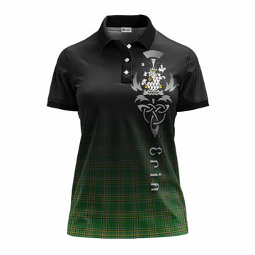Tartan Vibes Clothing Hanson Irish Clan Women's Polo Shirt with Coat of Arms Erin Go Bragh Celtic Inspired