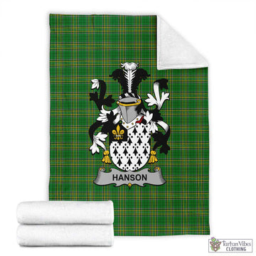 Tartan Vibes Clothing Hanson Irish Clan Tartan Blanket with Coat of Arms