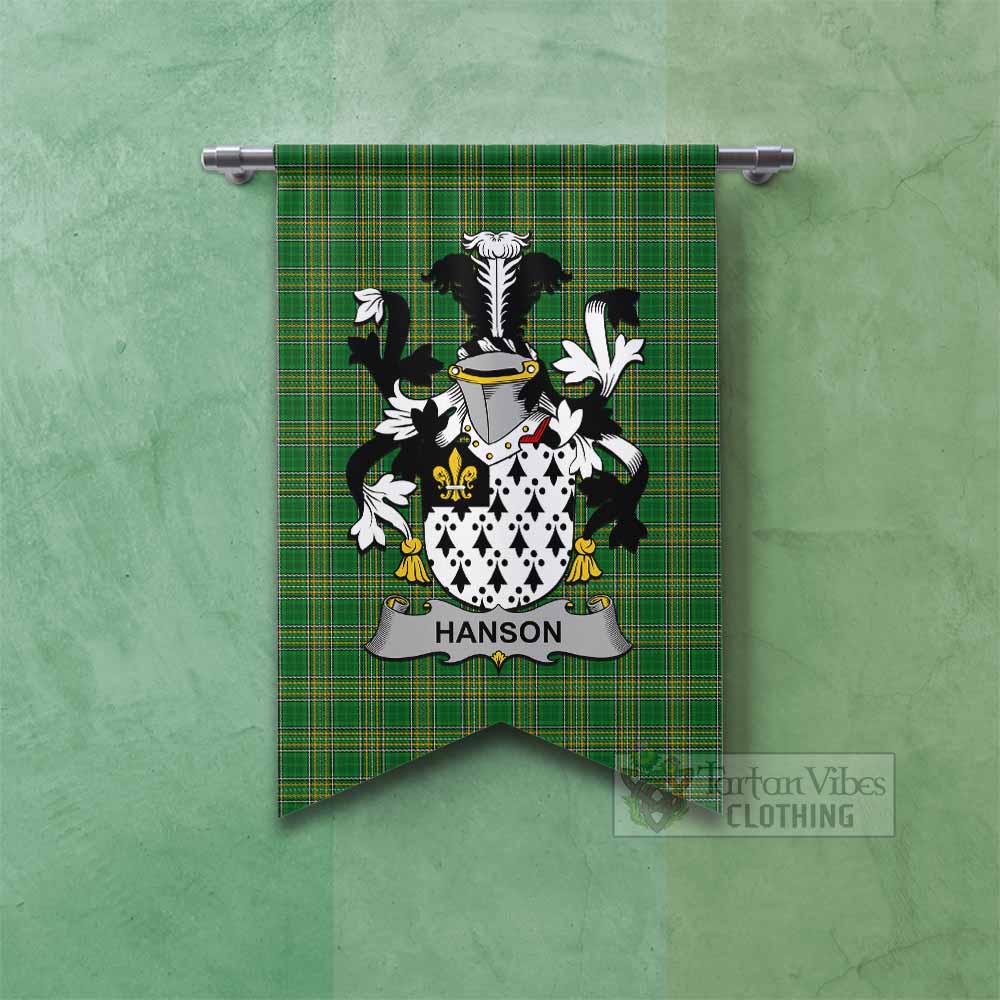 Tartan Vibes Clothing Hanson Irish Clan Tartan Gonfalon, Tartan Banner with Coat of Arms