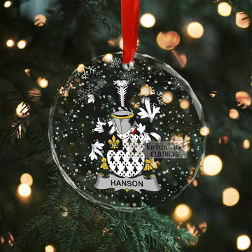 Tartan Vibes Clothing Hanson Irish Clan Christmas Glass Ornament with Coat of Arms