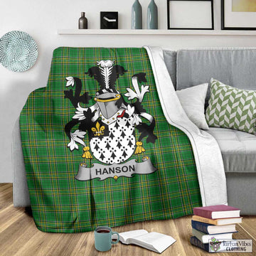 Tartan Vibes Clothing Hanson Irish Clan Tartan Blanket with Coat of Arms
