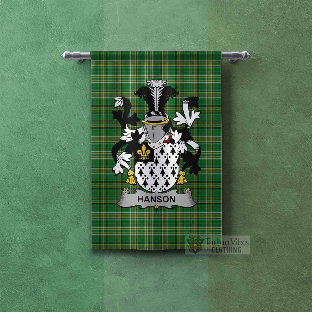 Tartan Vibes Clothing Hanson Irish Clan Tartan Gonfalon, Tartan Banner with Coat of Arms