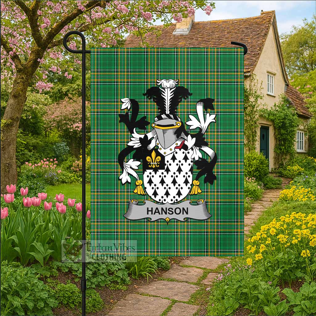 Hanson Irish Clan Tartan Flag with Coat of Arms