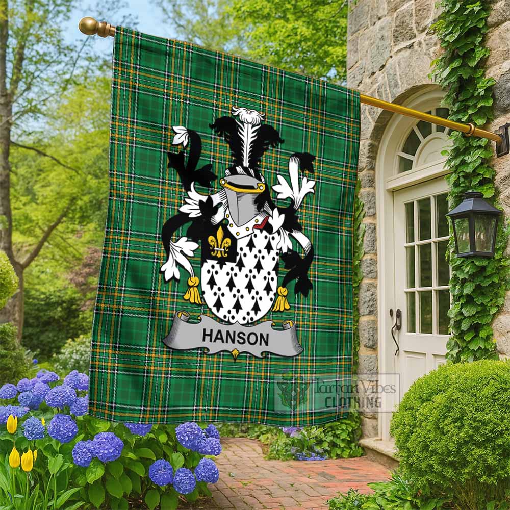 Hanson Irish Clan Tartan Flag with Coat of Arms