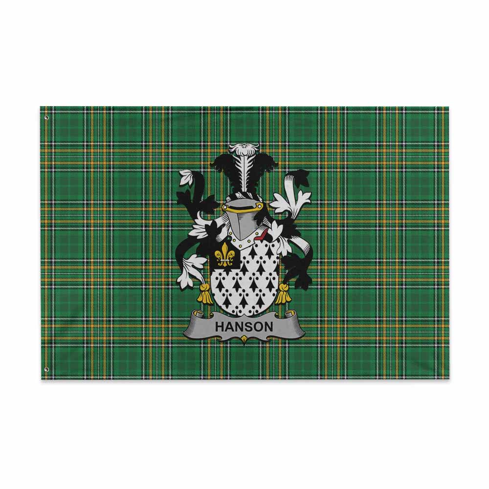 Tartan Vibes Clothing Hanson Irish Clan Tartan House Flag with Coat of Arms