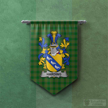 Harding Irish Clan Tartan Gonfalon, Tartan Banner with Coat of Arms