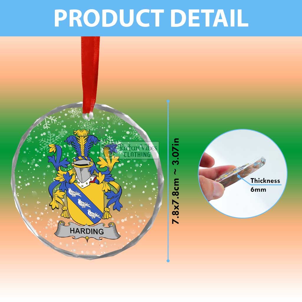 Tartan Vibes Clothing Harding Irish Clan Christmas Glass Ornament with Coat of Arms