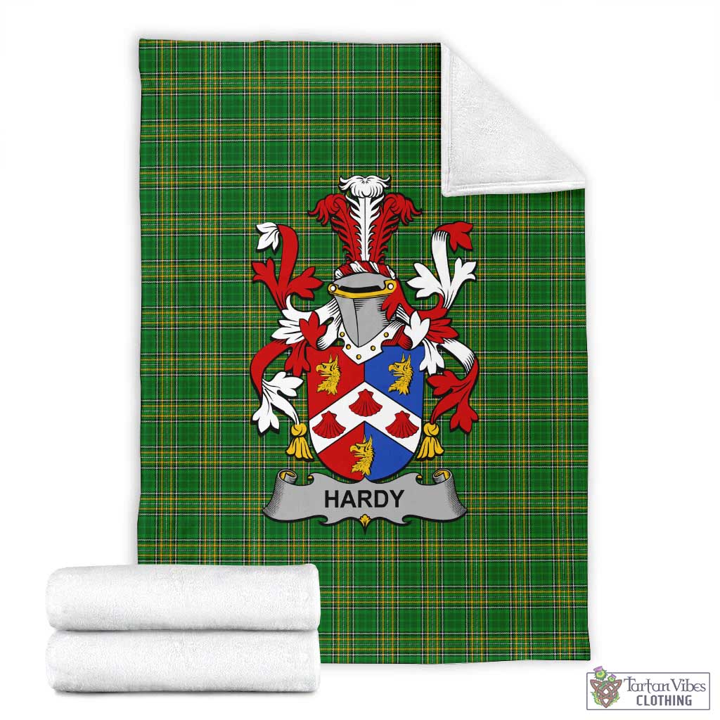 Hardy Irish Clan Tartan Blanket with Coat of Arms X-Large 59 x 79 inches 150 x 200 cm - Tartan Vibes Clothing