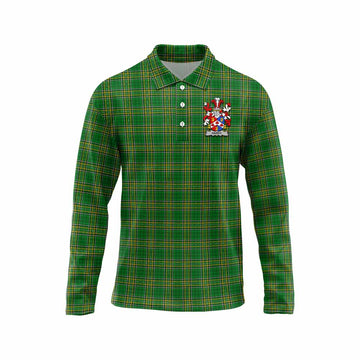 Hardy Irish Clan Tartan Long Sleeve Polo Shirt with Coat of Arms