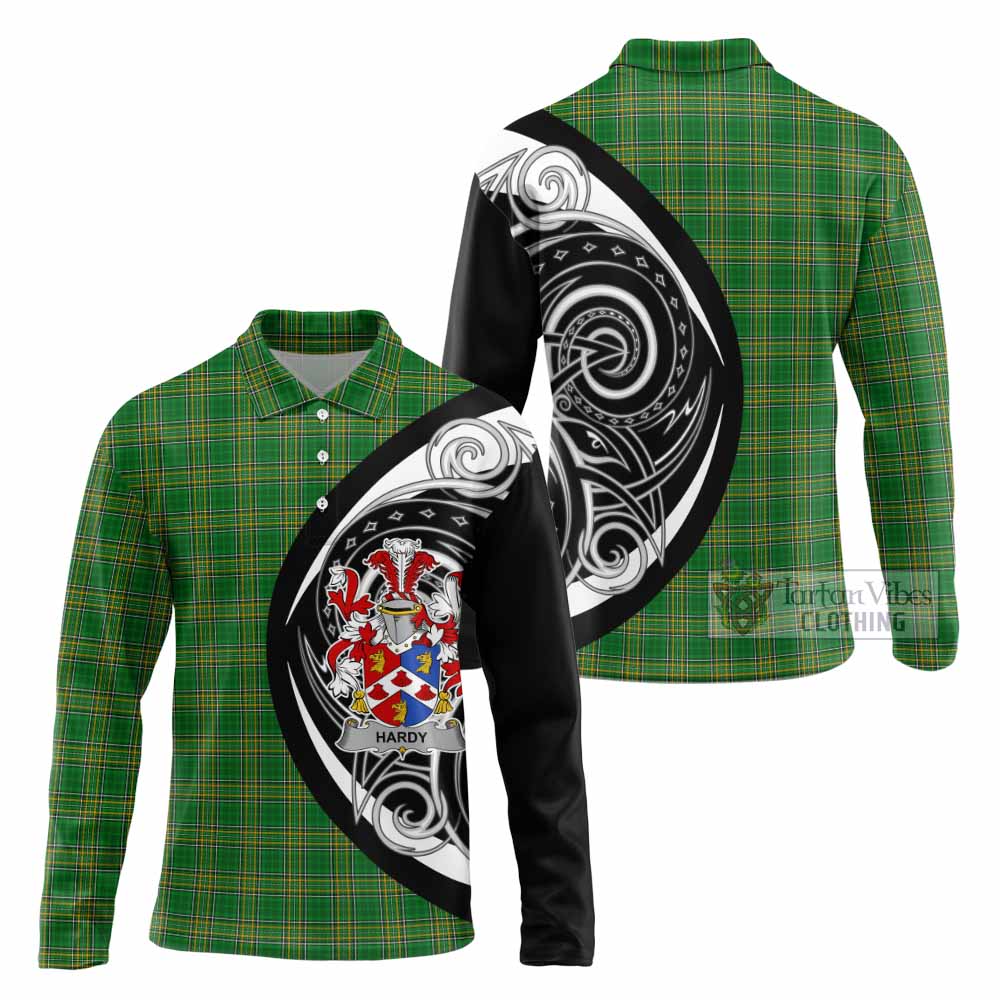 Tartan Vibes Clothing Hardy Irish Clan Long Sleeve Polo Shirt Celtic Circle Style