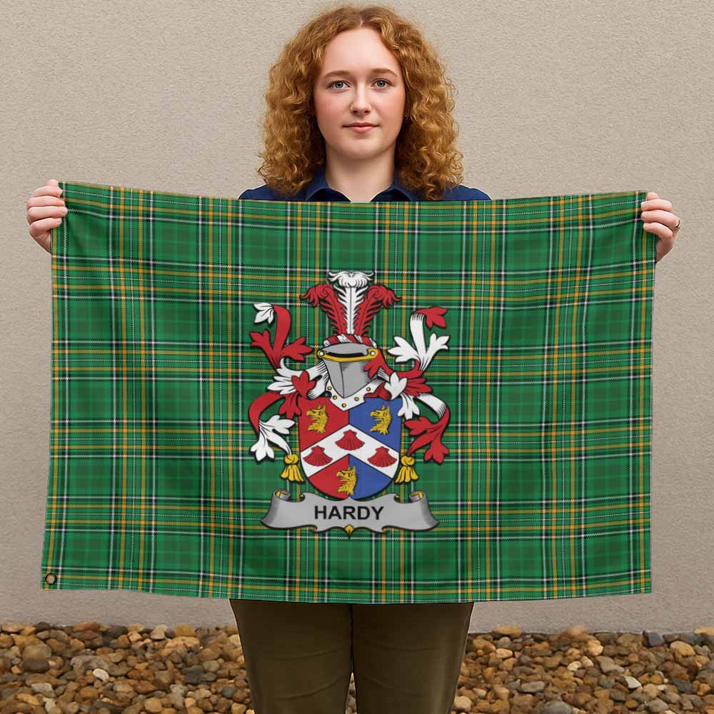 Tartan Vibes Clothing Hardy Irish Clan Tartan House Flag with Coat of Arms
