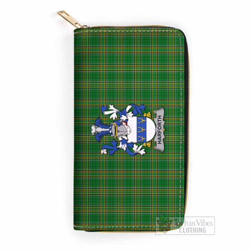 Tartan Vibes Clothing Harforth Irish Clan Tartan Women's Leather Wallet with Coat of Arms