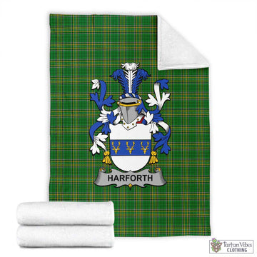 Tartan Vibes Clothing Harforth Irish Clan Tartan Blanket with Coat of Arms