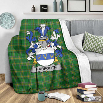 Tartan Vibes Clothing Harforth Irish Clan Tartan Blanket with Coat of Arms