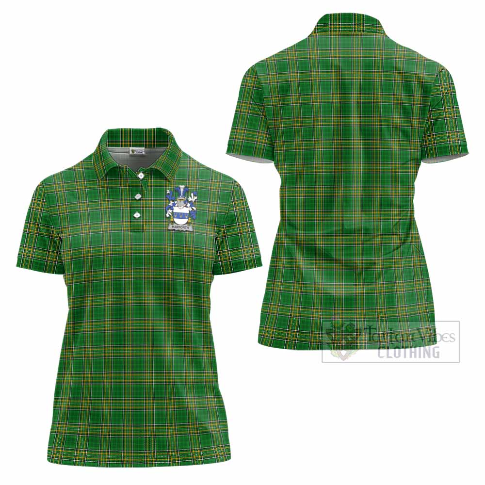 Harforth Irish Clan Tartan Women's Polo Shirt with Coat of Arms - Tartan Vibes Clothing