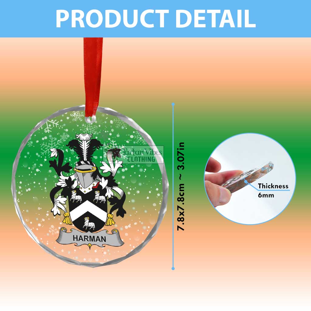 Harman Irish Clan Christmas Glass Ornament with Coat of Arms - 2D-tartanvibesclothing