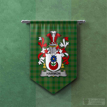 Harmon Irish Clan Tartan Gonfalon, Tartan Banner with Coat of Arms