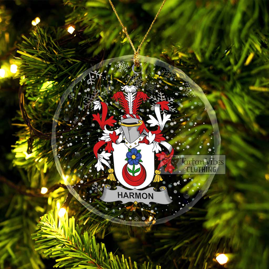 Harmon Irish Clan Christmas Glass Ornament with Coat of Arms Transparent Glass Circle - 2D-tartanvibesclothing