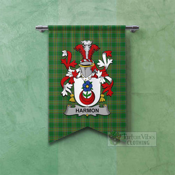 Harmon Irish Clan Tartan Gonfalon, Tartan Banner with Coat of Arms