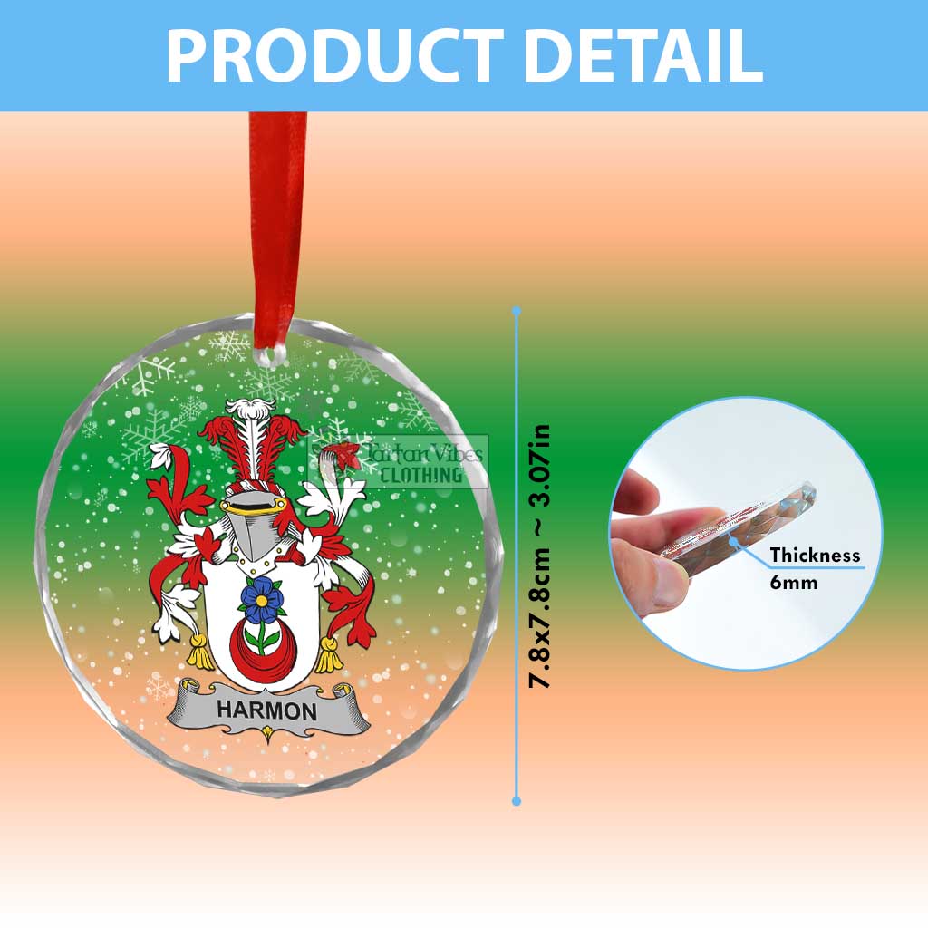 Harmon Irish Clan Christmas Glass Ornament with Coat of Arms - 2D-tartanvibesclothing