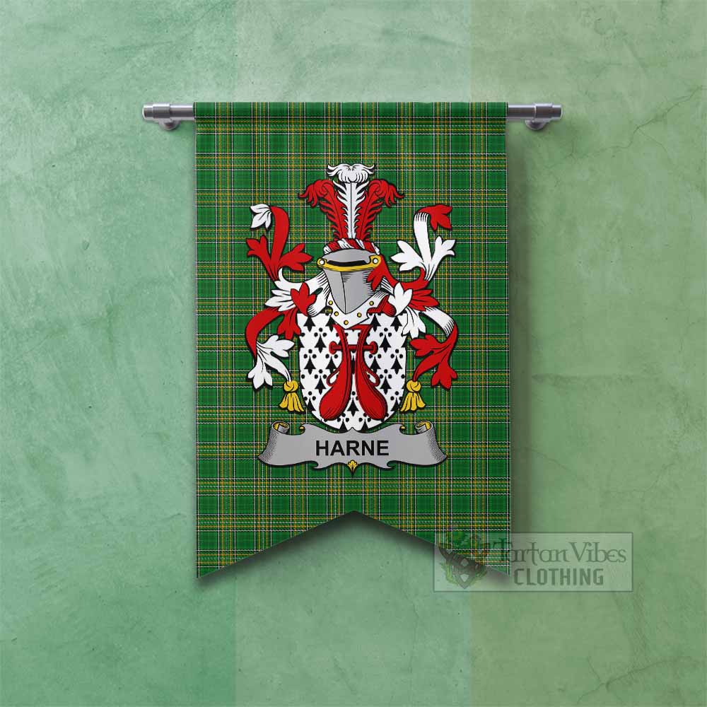 Harne Irish Clan Tartan Gonfalon, Tartan Banner with Coat of Arms Fishtail - Tartan Vibes Clothing