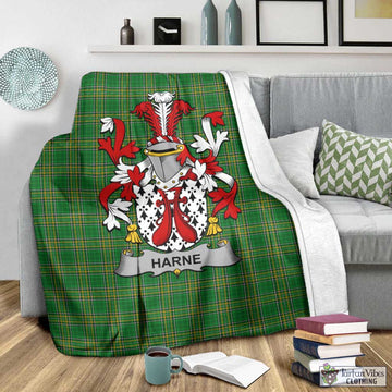 Tartan Vibes Clothing Harne Irish Clan Tartan Blanket with Coat of Arms