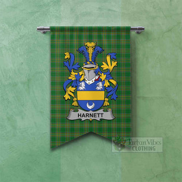 Harnett Irish Clan Tartan Gonfalon, Tartan Banner with Coat of Arms