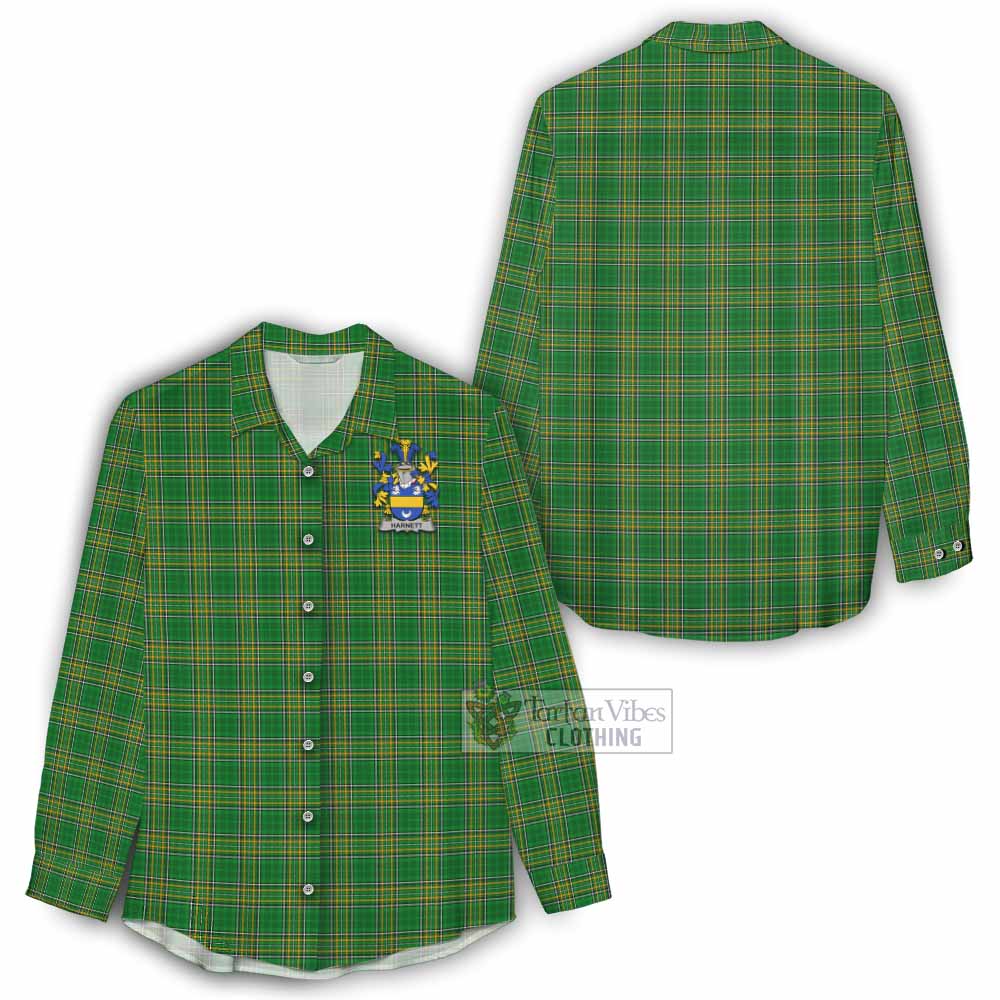 Tartan Vibes Clothing Harnett Irish Clan Tartan Women's Casual Shirt with Coat of Arms