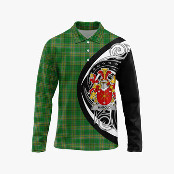 Tartan Vibes Clothing Harold Irish Clan Long Sleeve Polo Shirt Celtic Circle Style
