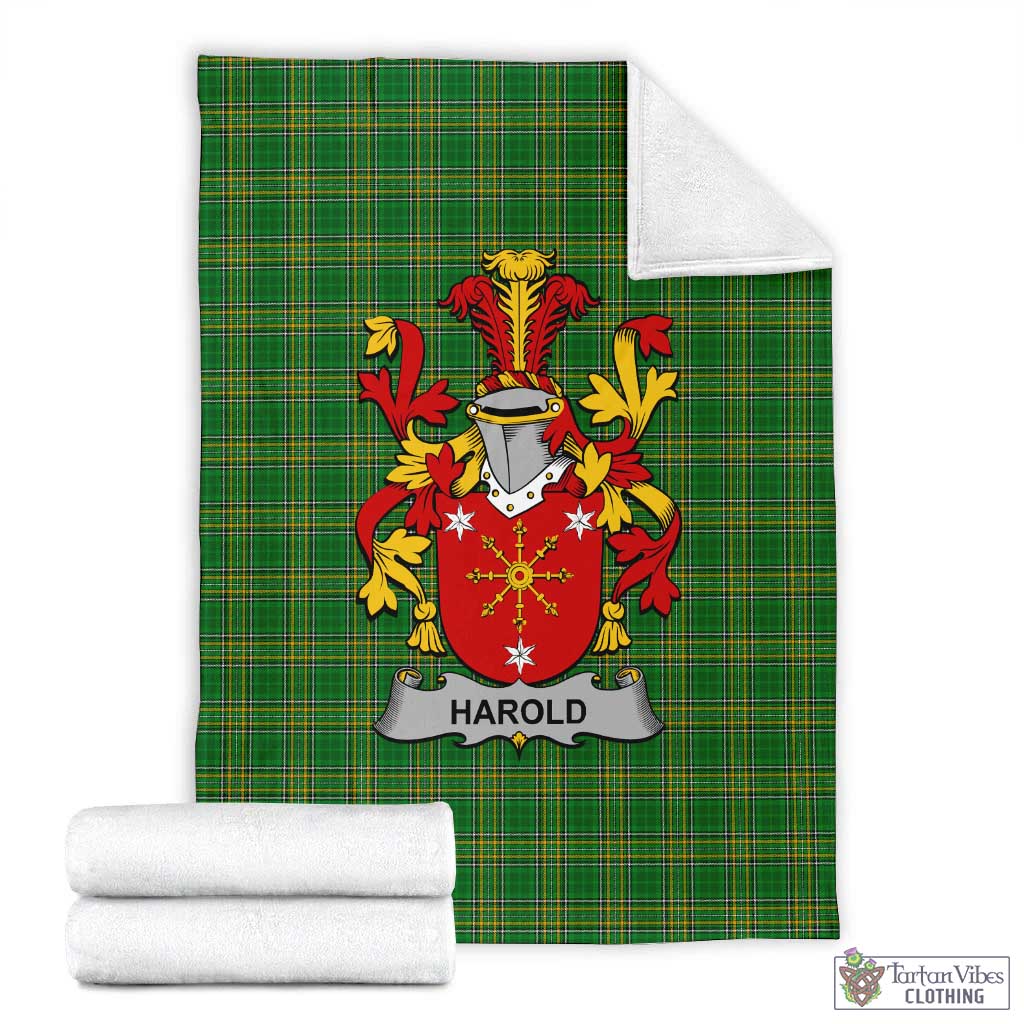Harold Irish Clan Tartan Blanket with Coat of Arms X-Large 59 x 79 inches 150 x 200 cm - Tartan Vibes Clothing