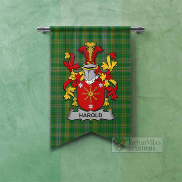 Harold Irish Clan Tartan Gonfalon, Tartan Banner with Coat of Arms