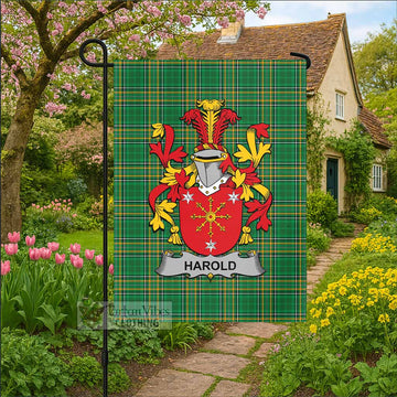 Harold Irish Clan Tartan Garden Flag with Coat of Arms