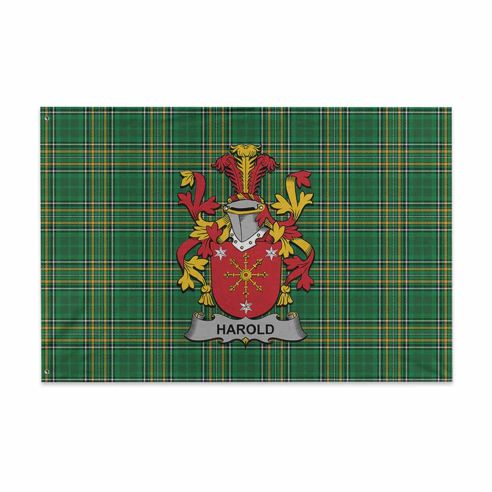 Tartan Vibes Clothing Harold Irish Clan Tartan House Flag with Coat of Arms
