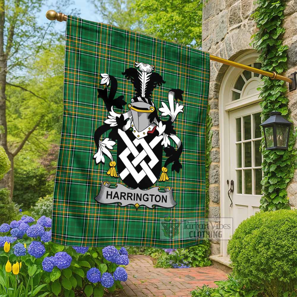 Harrington Irish Clan Tartan Flag with Coat of Arms
