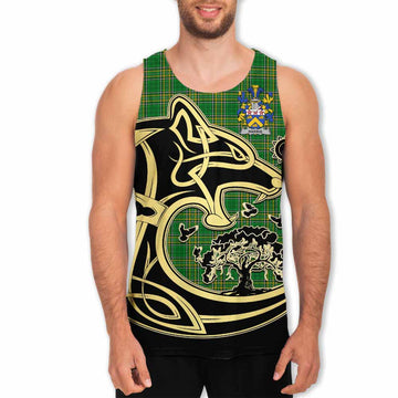 Harris Irish Tartan Men's Tank Top with Coat of Arms Celtic Wolf Style Men - Tartan Vibes Clothing
