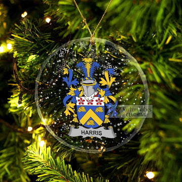 Harris Irish Clan Christmas Glass Ornament with Coat of Arms Transparent Glass Circle - 2D-tartanvibesclothing