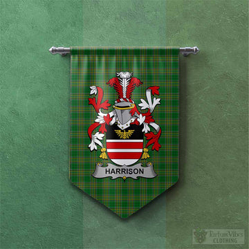 Harrison Irish Clan Tartan Gonfalon, Tartan Banner with Coat of Arms