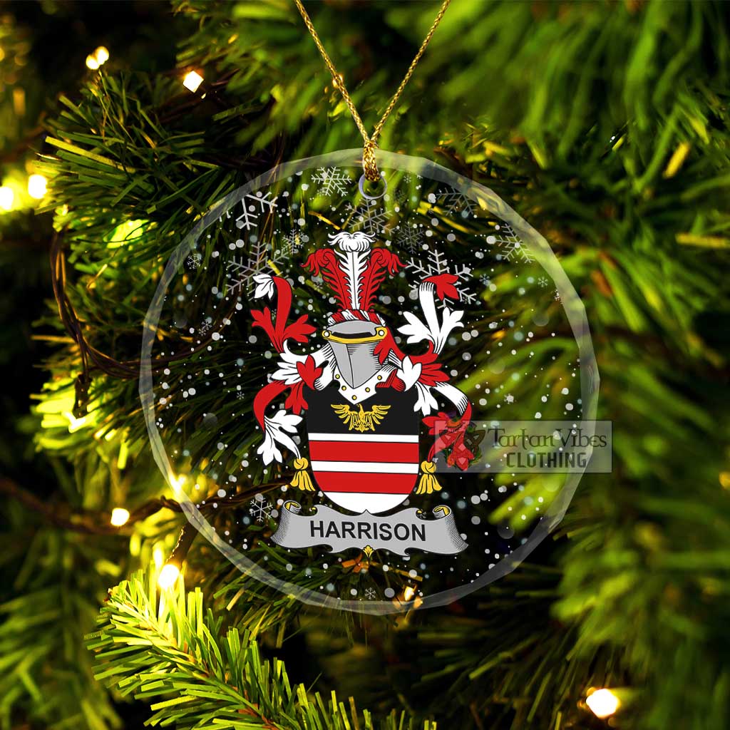 Tartan Vibes Clothing Harrison Irish Clan Christmas Glass Ornament with Coat of Arms
